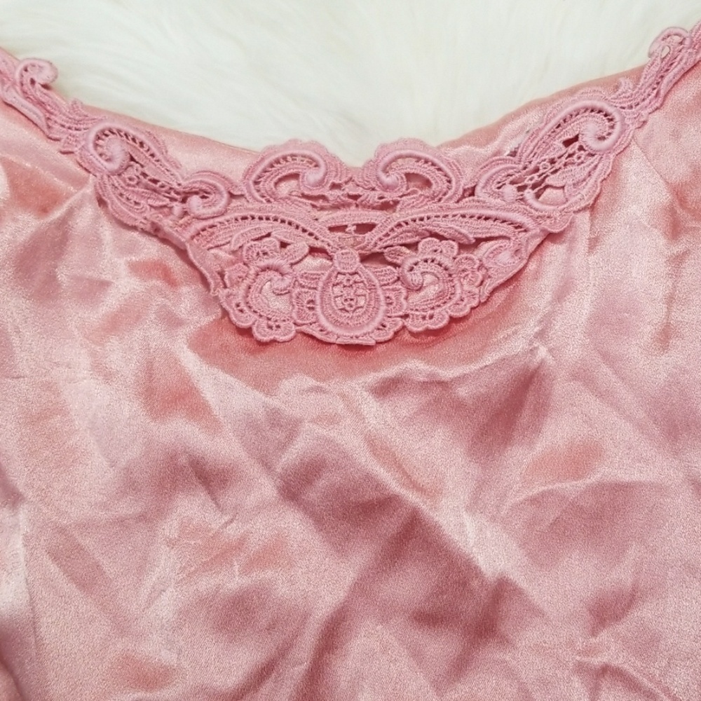 Y2K Satin Pink Lace front Crop Tank - Picture 2 of 3